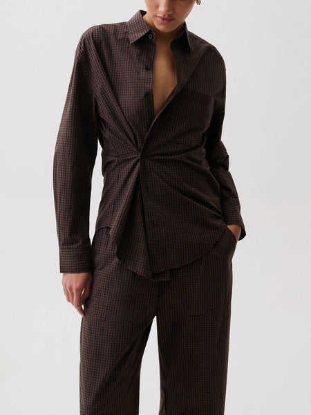 Mila Button Down Wrap Top in Hot Toddy