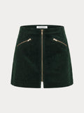 The Cord Mini Skirt in Forest Green