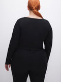 Ponte Button Corset Top in Black