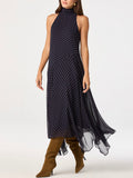 Tiana Dress in Navy Pink Polka Dot
