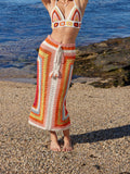 Gardenia Crochet Knit Skirt in Orange Multi