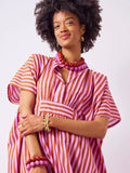 Margot Stripe Kaftan in Rust & Lilac