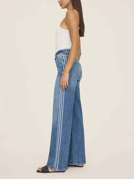 NCE Wide Leg Jean in White Stripes