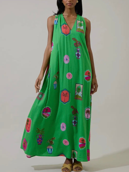 Trinie Halter Maxi Dress in Kelly