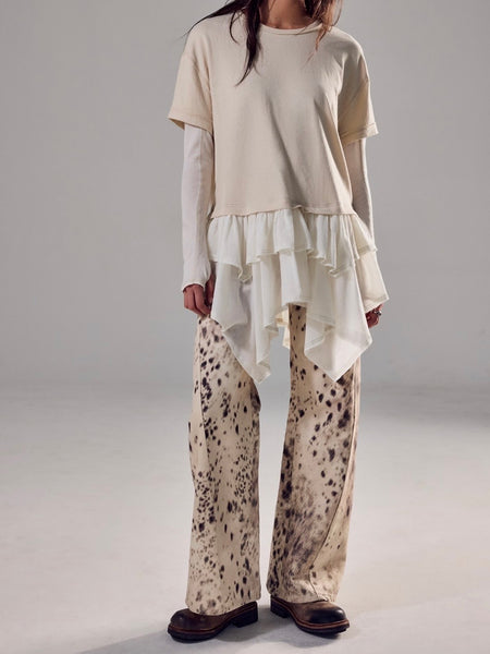 Alter Ego Wide Leg Jean in Snow Leopard