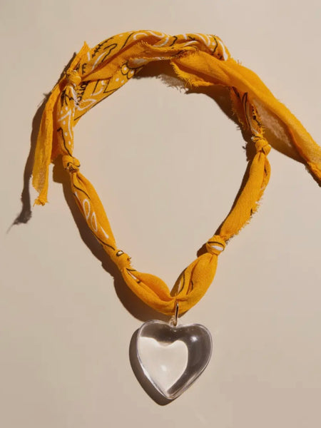 Acrylic Heart Yellow Bandana Necklace