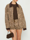 Carter Bomber Jacket in Mod Leopard Denim