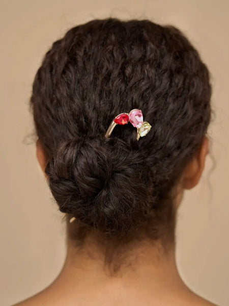 Holiday Gemstone French Hair Pin