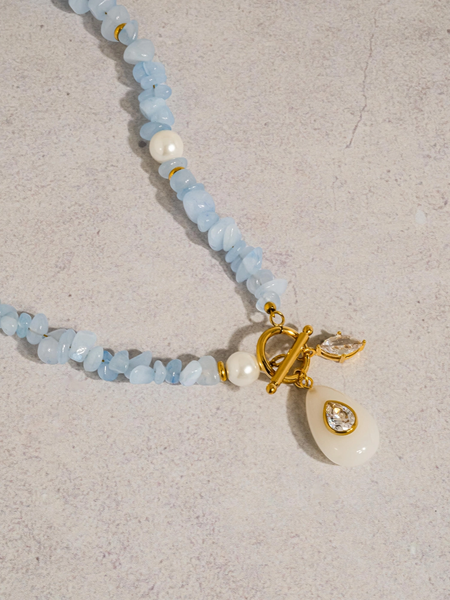 Cercey Stone Charm Necklace in Blue