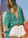 Elysian Short Sleeve Blouse in Jade