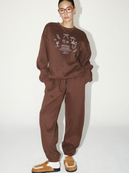 Girl Dinner Sweatshirt in Chocolate