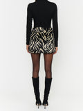 Phoebe Mini Skirt in Neutral Zebra Faux Fur