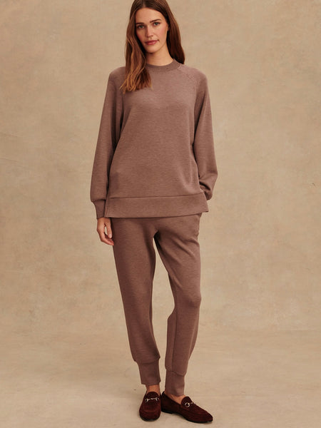 Nicole Boyfriend Sweat in Deep Taupe Marl Fleck