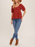 Bubbling Over Babydoll Top in Vintage Red