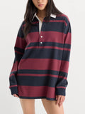 The Knit Rugby Mini Dress in Navy Berry Club Stripe