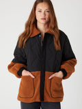 Toasty Vibes Sherpa Jacket in Black & Rust