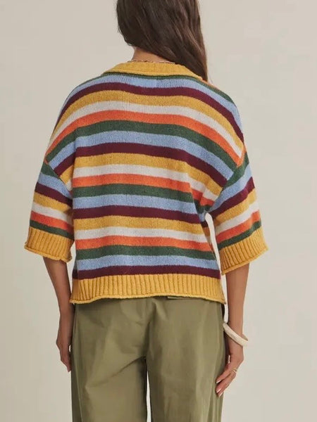 Maple Street Stripe Cardigan in Mustard