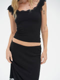 Cassidy Lace Ribbed Tank in Black