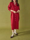 Colette Shirt Dress in Port & Red