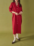 Colette Shirt Dress in Port & Red