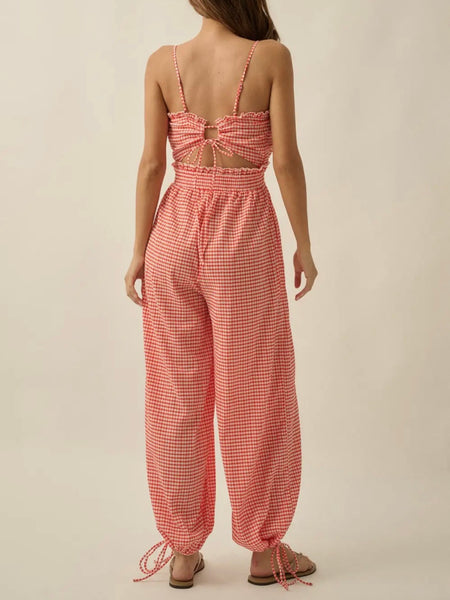 Take Me To Tennessee Jumpsuit in Red Gingham