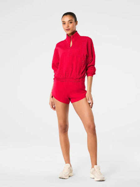 Get Moving Textured Half Zip Jacket in Spanx Red