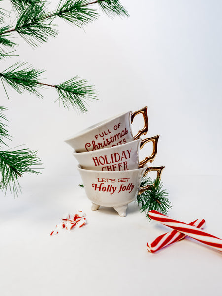 Full of Christmas Spirits Vintage Teacup