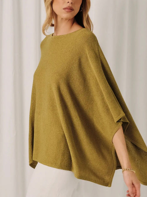 Loose Leaf Cape Sweater in Chartreuse
