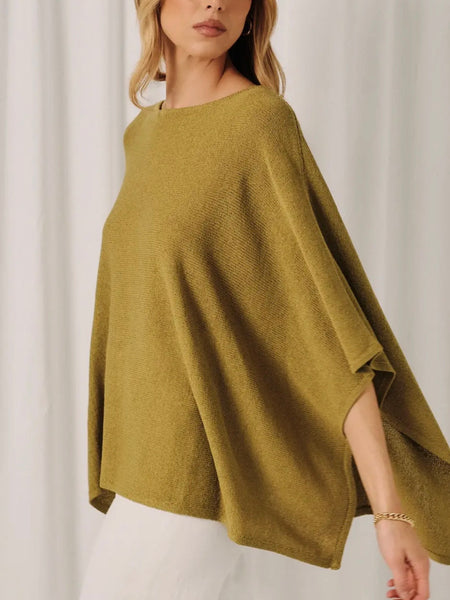 Loose Leaf Cape Sweater in Chartreuse