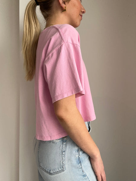 Cool, Casual, Cropped Tee in Pink