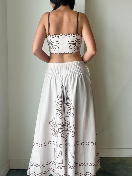 Embroidered Petal Maxi in Ecru