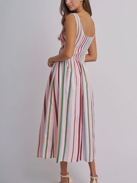 Under The Big Top Maxi Dress in Multi Stripe