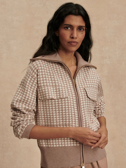 Ablett Jacquard Knit Jacket in Taupe