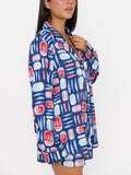 Beauty Sleep PJ Set in Navy Salty Sardines Silky