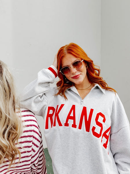 ARe We Winning? Collared Sweater in Grey