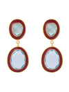 Elaine Drop Earrings in Maroon & Light Blue