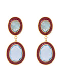 Elaine Drop Earrings in Maroon & Light Blue