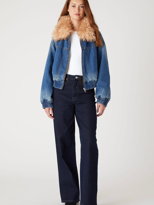 Cozy Up Jacket in Denim Faux Fur