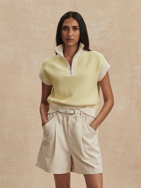 Fowley Knit Top in Snow White & Limeade