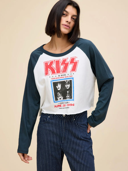 Kiss Tiger Stadium Long Sleeve Raglan in Vintage White