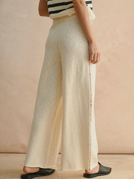 Take Me Out Stitch Pants in Ivory & Red