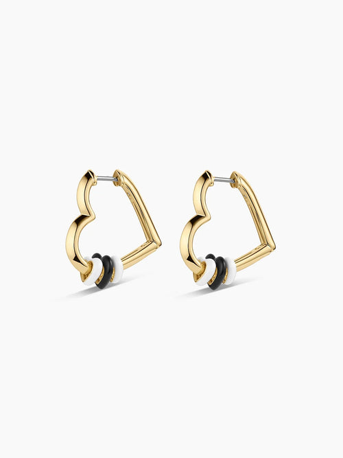 Campbell Heart Bead Hoops in Black