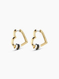Campbell Heart Bead Hoops in Black