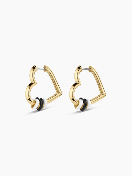 Campbell Heart Bead Hoops in Black
