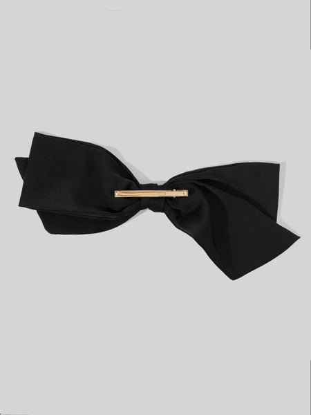 Recycled Fabric Bow Hair Clip in Black