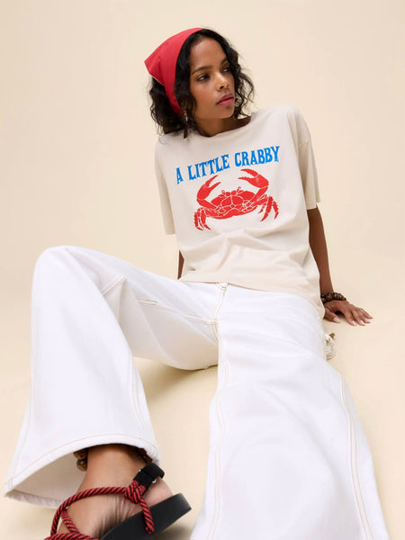 A Little Crabby Merch Tee in Dirty White