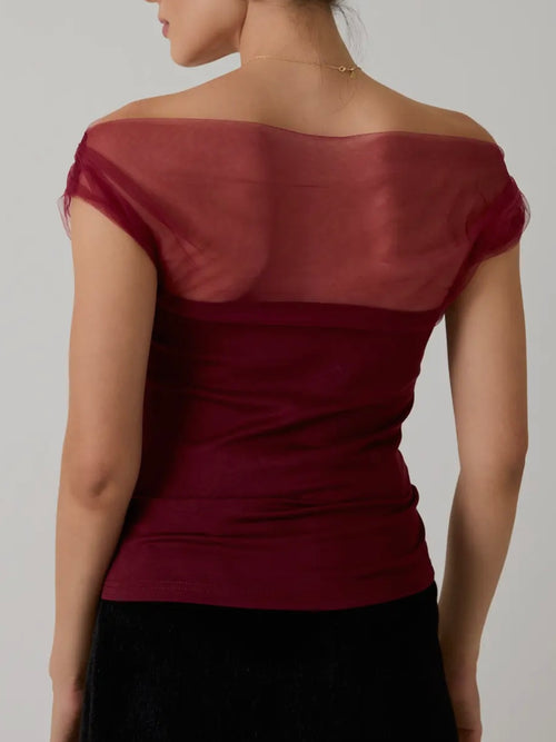 Meshed To Perfection Top in Burgundy