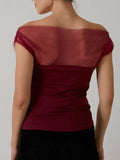 Meshed To Perfection Top in Burgundy