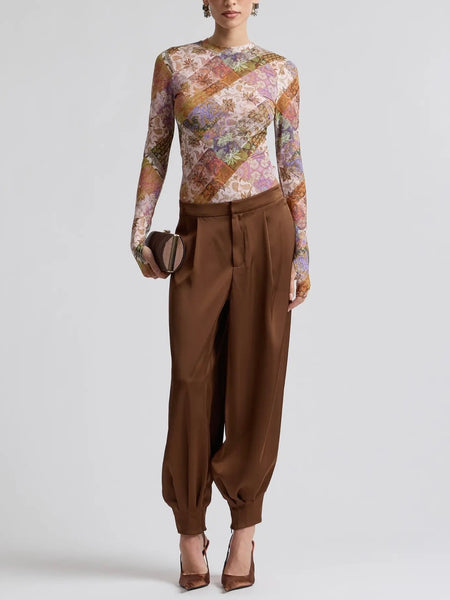 Printed Mesh Long Sleeve Top in Outpost Paisley