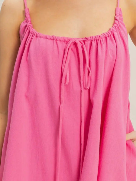 Girly & Gathered Mini Dress in Pink